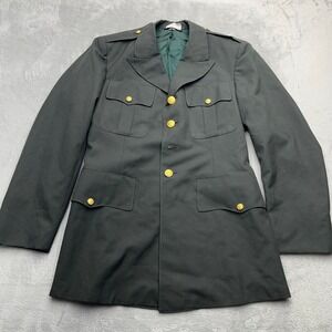 US Army Class A Service Dress Uniform Coat Mens 40L Green Lined Single Breasted